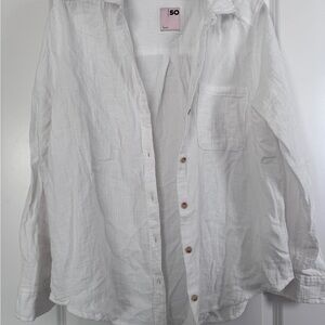 SO White Linen Shirt with Wooden Buttons